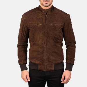 Sven Men's Mocha <b>Suede</b> Bomber <b>Jacket</b> - Product Image 4