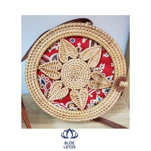 Bolsa de playa de ratán Vali Circle Vintage marrón hecho a mano moderno personalizado patrón Simple flor mujer llevar - Product Image 1