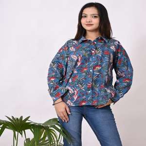 Camisa de mujer, camisa con estampado de bloque de algodón hecho a mano, camisas de diseñador para mujer, camisas de gran tamaño, camisas formales casuales para mujer - Product Image 2