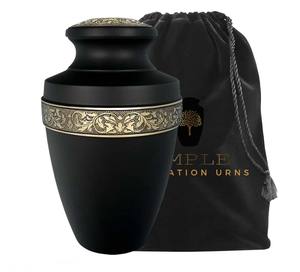 Urne funéraire de luxe personnalisable, écologique, de style européen et américain, noire et dorée, pour cendres humaines - Product Image 3