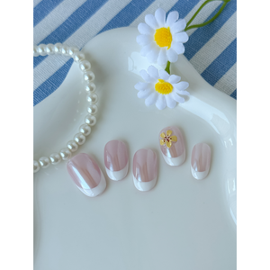 Uñas Postizas Francesas Daisy con Diseño Floral Elegante para Entusiastas del Nail Art - Product Image 3