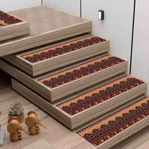 Alfombra con Estampado Étnico, Alfombra Decorativa Bohemia Moderna para Escaleras y Puertas, Alfombra Delgada No Tejida - Product Image 1