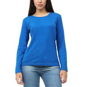 T-shirt à manches longues pour femmes extensible coupe ajustée style Streetwear teint uni nouveauté Service OEM - Product Image 2