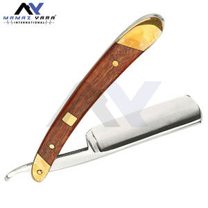 Navaja de Afeitar Profesional de Acero Inoxidable de Alta Calidad con Hoja Recta para Salón de Belleza y Barbería, con Estuche de Cuero - Product Image 3