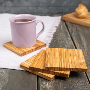 Ensemble de dessous-de-verre en bois rustique personnalisable, écologique et fait main de qualité supérieure pour tasses à thé, à café, à mug et tapis de table - Product Image 6