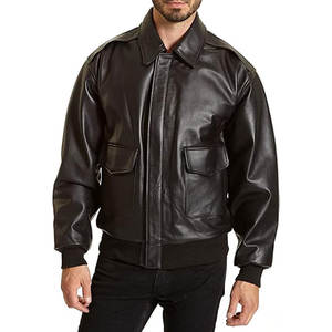 Blouson aviateur d'hiver élégant pour hommes High Street respirant léger peau de vache en cuir véritable col montant Logo avant - Product Image 5