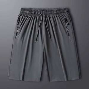 Pantalones cortos informales de cinco puntos de seda helada para hombre, pantalones cortos de playa de punto de pierna recta de cintura media elástica en tallas grandes 2024 - Product Image 4