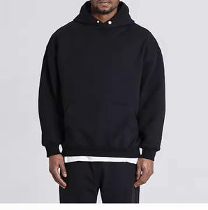 เสื้อสเวตเตอร์แบบสวมศีรษะโอเวอร์ไซส์ผ้าฝ้าย100% มีฮู้ดแบบปรับแต่งได้สำหรับผู้ชาย - Product Image 4