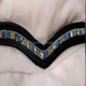 Banda de cuero de alta calidad hecha a mano para cejas de caballo, incrustación de canal vacío y relleno con perlas y cadena de piedras - Product Image 6