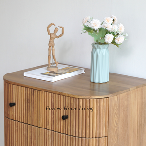Mesita de noche moderna de teca maciza con dos cajones, colores naturales para dormitorio y sala de estar para proyectos de hogar o Hotel - Product Image 5