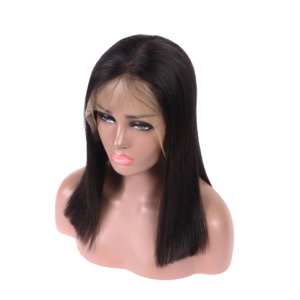 Vente en gros Perruques frontales sans colle originales Cheveux chinois vierges de couleur naturelle droits parfaits pour dentelle 8-14 pouces 250% densité - Product Image 1