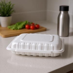 Contenitore per Pranzo Bianco in PP con Coperchio a Cerniera 23x15 cm, 1 Scomparto, Adatto al Microonde, Tecnologia di 6a Generazione - Product Image 3