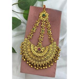 Pendientes de cadena de pelo de latón de estilo clásico de diseñador real de calidad Premium para mujer acabado antiguo chapado en oro para bodas - Product Image 1