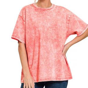 T-shirts en coton respirant à séchage rapide de haute qualité sur mesure nouveau design OEM femmes T-shirt lavé à l'acide avec des couleurs personnalisées - Product Image 3