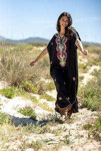 2024 été dames Boutique vêtements personnalisé longue haut de gamme Maxi Floral brodé coton Boho robes femmes élégant tenue décontractée - Product Image 5