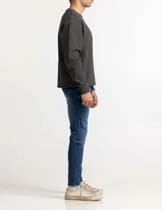 Premium Quality Heavyweight 100% Cotton Embroidered Custom Logo Fleece Crewneck Pullover Sweatshirt Men Winter Windproof BROOXLY - Product Image 3