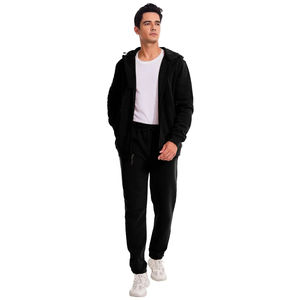 Survêtement polaire surdimensionné unisexe 2 pièces personnalisé Jogging à capuche pour hommes Streetwear solide respirant grande taille écran d'hiver - Product Image 4