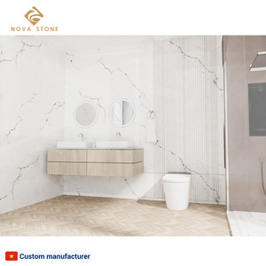 Panneaux muraux de douche en pierre de quartz mince NV762, panneaux arrière de meuble-lavabo, revêtements de baignoire, dalles de pierre de quartz technique - Product Image 2