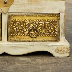 Organisateur de bijoux de style indien en laiton en bois massif boîte de rangement décorative rustique en détresse cadeaux de décoration pour la maison - Product Image 3