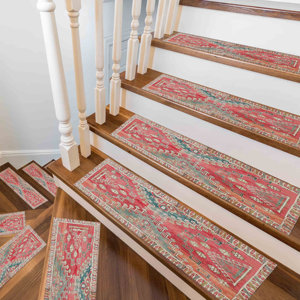 Alfombra Moderna Estampada, Diseño Kilim, Verde y Naranja, Fácil de Limpiar, Goblen - Product Image 5