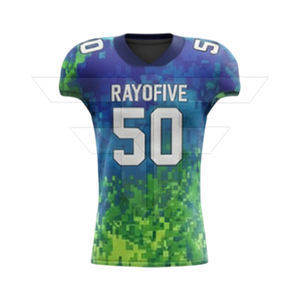 Vente chaude Uniforme de football américain sur mesure à manches courtes Respirant Séchage rapide 100% polyester Léger En stock - Product Image 1