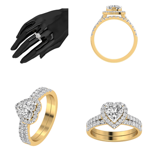 Bague de mariage en or massif 18 carats pour femme, taille coeur, diamant cultivé en laboratoire 1.64 Cts VS Clarity EF Color IGI Certified Luxury - Product Image 4