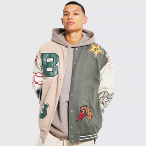 New Arrivals Wool Varsity Letterman <b>Jacket</b> <b>Leather</b> Sleeves College Baseball Letterman Varsity <b>Jacket</b> Men Vintage - Product Image 5