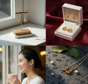 มาใหม่925เงินสเตอร์ลิง18K ต่างหูชุบทอง18K พร้อมลูกแพร์พลอยสีเหลืองสำหรับเป็นของขวัญแต่งงาน - Product Image 3