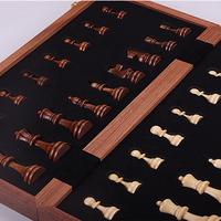 Boîte de jeu de société de luxe de 15 pouces pour enfants, pour stimuler l'intelligence, avec un échiquier en bois à motif marbré avancé.