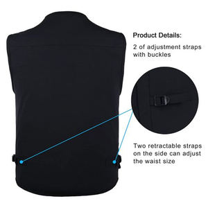 OEM personalizado hombres Casual trabajo chaleco transpirable impermeable Denim a prueba de viento multi-bolsillos al aire libre utilidad cuello en V cierre de cremallera - Product Image 4