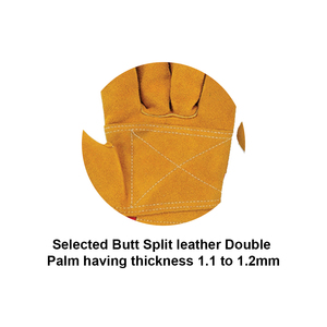 Guantes DE TRABAJO resistentes más vendidos Rojo Amarillo Cuero dividido Doble Palma Protección PPE Entornos DE TRABAJO duros Guantes de seguridad - Product Image 2