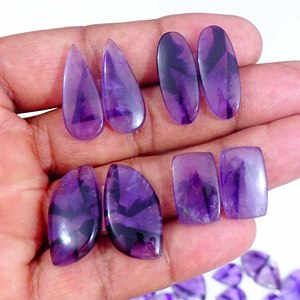 Cabujón de amatista natural al por mayor, piedras preciosas sueltas de cuarzo para hacer joyas, par en forma y tamaño mixtos - Product Image 4