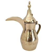 Cafetera Dallah de latón hecha a mano de alta calidad con acabado pulido grabado para vajilla cafetera de Oriente Medio