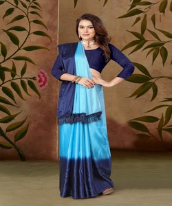 Sarees Soie Fête Porter Indien Dernier Designer Femmes Porter Sari avec Blouse Japon Satin Crape Soie Tissus Doux Impression Numérique Sari Alphanumero - Product Image 6