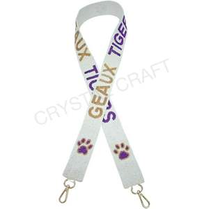 Sangles de sac en perles de rocaille en or blanc personnalisables Accessoires de mode avec forme et design personnalisés Sangle de sac à main perlée - Product Image 3