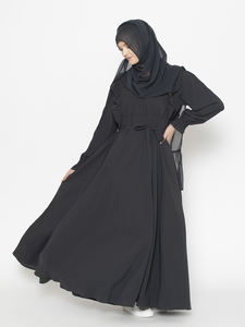Meilleures ventes Naqab personnalisé pour femmes Burqa à manches longues Hijab style ethnique solide Robes de mode islamique Abaya de Dubaï - Product Image 5