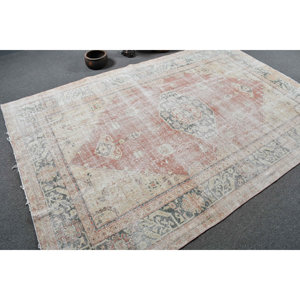 Antique Beige Rouge 9x12 Grand Tapis Vintage Turc 10mm Laine Latex Rectangulaire Nouveau Model-6x9ft Patchwork Couloir Rectangle - Product Image 2