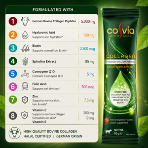 Cosvia Colágeno Hidrolizado en Polvo, 30 Sobres |   Colágeno Bovino Tipo I y Tipo III con Espirulina, Ácido Hialurónico, Biotina y Vitaminas - Product Image 4