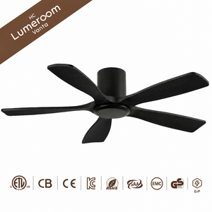 60 Inch Black Ceiling Fan Without <b>Light</b>, 5 Solid Wood Blades, Flush Mount Design, Reversible DC Motor for Bedroom - Product Image 6