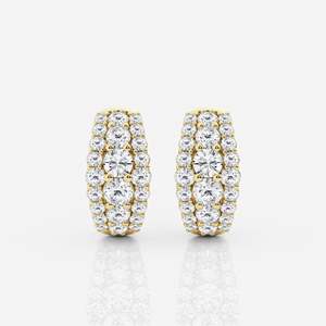 ต่างหูห่วงสามแถวประดับเพชรโมอิสซาไนต์ทรงกลมทอง 14K - Product Image 3