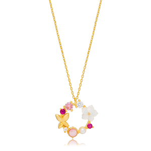 Yumfeel — collier pendentif rond avec breloque, fleur d'été multicolore, bijou turc, en argent Sterling 925, fait à la main - Product Image 2