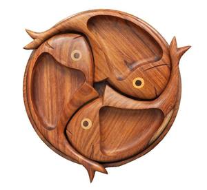 ถาดเสิร์ฟไม้สี่เหลี่ยมทำด้วยมือพร้อมที่จับหนังกำหนดขนาดเองได้สำหรับบ้านร้านอาหารโรงแรมส่งตรงจากอินเดีย - Product Image 6