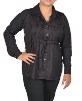 Chemise à manches longues de qualité supérieure, design moderne et décontracté, 100% fibre de bambou, écologique, respirante, avec boutons, plis et cordon de serrage