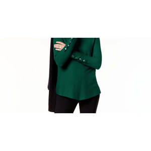 Cardigan Alfani da Donna Verde Scuro XS, Maglione Traspirante a Costine con Dettagli a Bottoni e Logo alla Moda per Autunno e Inverno - Product Image 2