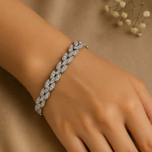 NOVAMART Fine Hallmark <b>Silver</b> Diamond <b>Bracelet</b> with Lvy Elegant and Luxurious <b>Bangle</b> Wholesale Export - Product Image 3