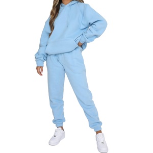 Ensemble de survêtement d'hiver personnalisé pour femmes, deux pièces, en molleton, jogging, vêtements de détente, ensemble de sport surdimensionné - Product Image 3