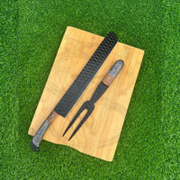 Couteau à découper la viande forgé en acier inoxydable professionnel poitrine trancher la dinde 9 pouces BBQ fourchette ensemble couteau à poitrine en acier VG-10