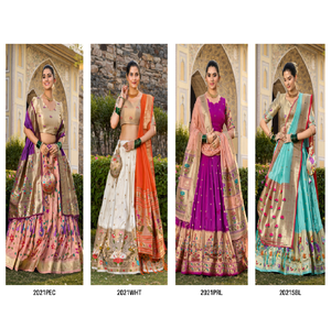 Traje indio tradicional Jacquard Silk Paithani Lehenga Choli para fiestas celebraciones culturales tejido rico para bodas - Product Image 1