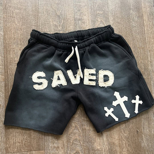 กางเกงขาสั้นผ้าฟริก์เทอร์รี่สำหรับผู้ชายกางเกงขาสั้นโอเวอร์ไซส์ลายพิมพ์โลโก้ออกแบบได้ตามต้องการ - Product Image 6