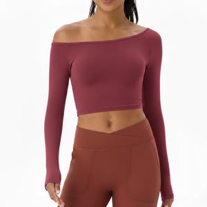 Top de Yoga Negro de Compresión Transpirable de Alta Elasticidad, Ropa Deportiva para Mujer, Ropa Deportiva que Absorbe la Humedad, Top de Manga Larga - Product Image 4